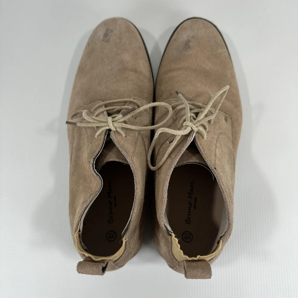 Bruno Marc Boots Mens Size 10.5 Beige Suede Chukka Desert Lace Up Casual
